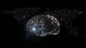 AI brain overlaid on a global map, symbolizing worldwide artificial intelligence networks, data flow, and digital connectivity. Ideal for tech, science, and business project. - Powered by Shutterstock - Get 15% off with code: PIKWIZARD15
