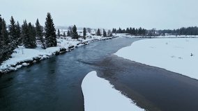 Frozen Forest River in Winter Jackson Hole Aerial View - Powered by Shutterstock - Get 15% off with code: PIKWIZARD15