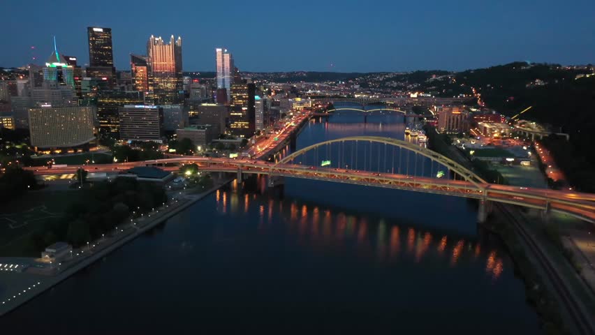Aerial view of Pittsburgh city, It is the second-most populous city in Pennsylvania.
