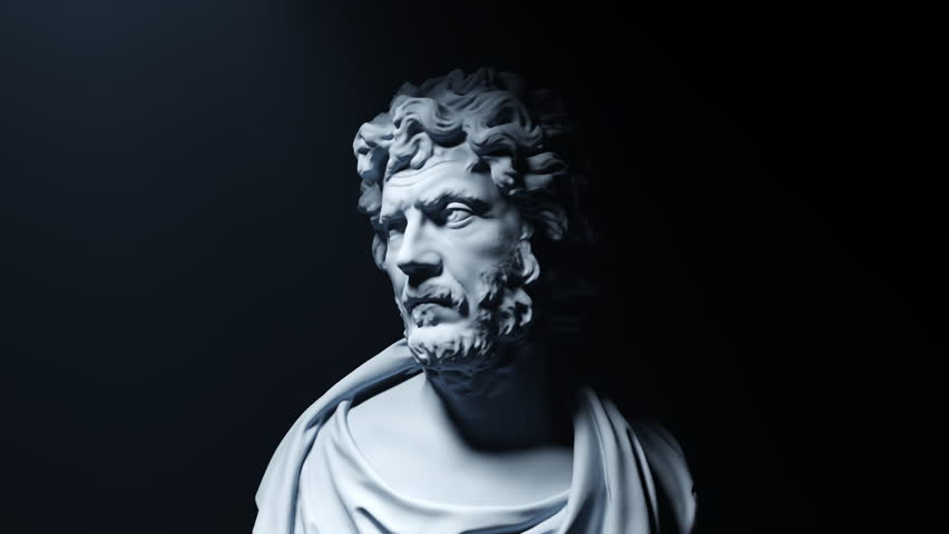 Ancient Greek Philosopher Bust - Statue | Sculpture - 4K Video 