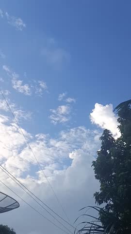medan, Indonesia july 11 2005
beautiful blue sky with fluffy white clouds, framed by a tree and a satellite dish. Capturing the peaceful blend of nature and modern life. #BlueSky #Clouds #SkyView 