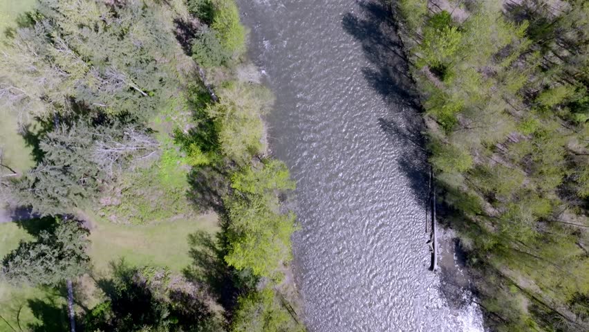 The Green River At Isaac Evans Park In The State Of Washington In The United States. Aerial Topdown Shot
