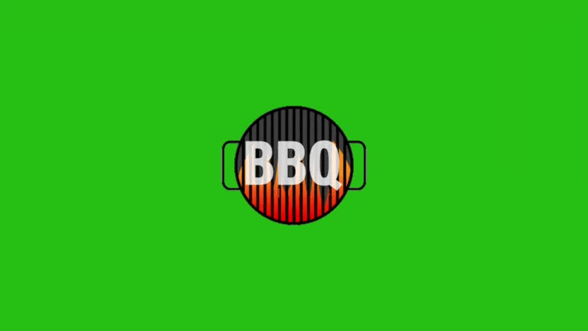Bbq party vector animated icon in line style on green screen, Barbecue grill icon isolated on white background. BBQ grill party. HD Video motion graphic animation, Black line Barbecue grill.