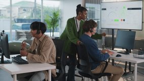 Group of happy call center smiling business operator customer tech support team phone services, Professional Team Business Operator in Office. Service Business Corporate, Data Scientist Data analysis - Powered by Shutterstock - Get 15% off with code: PIKWIZARD15