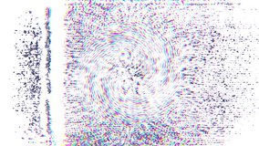 Swirling rainbow vortex dominates against white. Distorted lines suggest data streams, creating a digital corruption effect. Colors include vibrant hues of pink, blue, and green. Glitch art style is e - Powered by Shutterstock - Get 15% off with code: PIKWIZARD15
