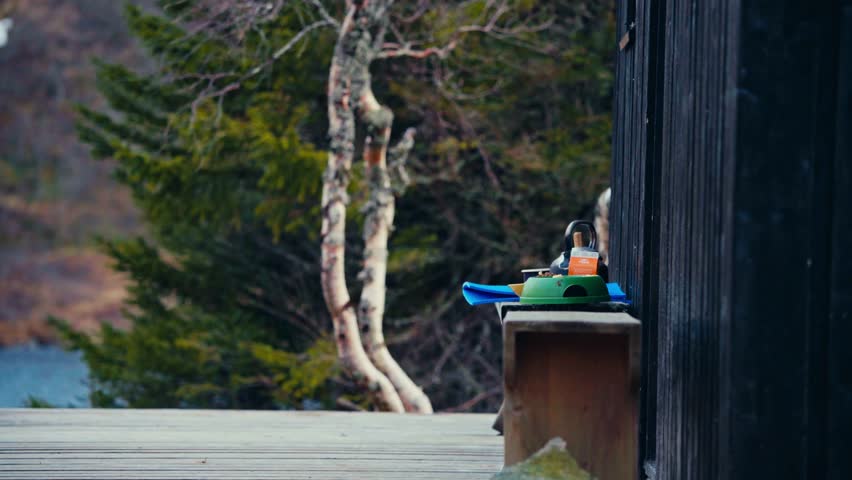 Alaskan Malamute Dog Feeding Outside The Cabin In Åfjord, Norway - Close Up