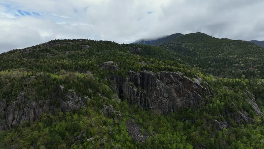 Drone reveal of mountains in the Adirondacks