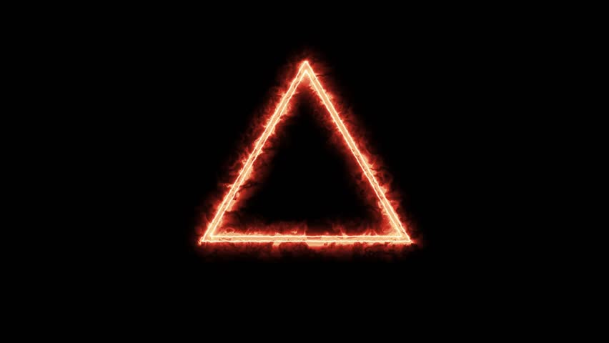 Fiery orange triangle frame with smoke, perfect for backgrounds or design elements.