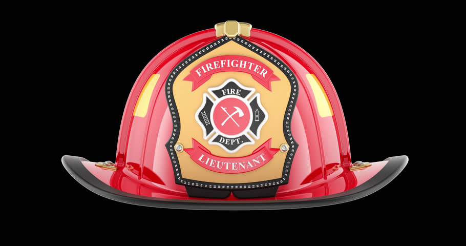 Firefighter helmet rotation animation, seamlessly loopable. 3D rendering isolated on transparent background