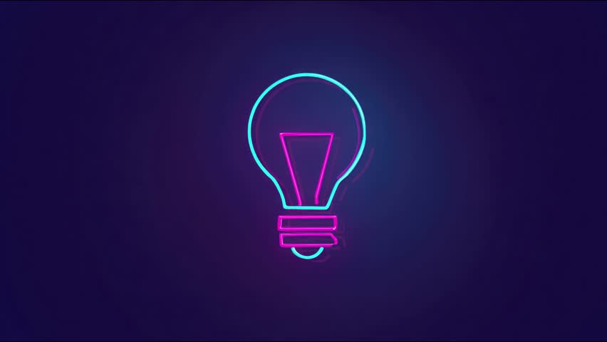 A vibrant neon bulb glows against a dark backdrop, representing creativity and innovation. This striking visual serves as a reminder to spark fresh ideas and think outside the box