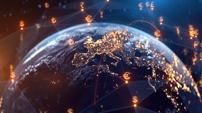 Global Financial Network Animation - Currency Exchange, Digital Money Transfer, Earth Fintech Data Visualization, Blockchain Economy, Globalization, Investment, Crypto, Banking, World Trade - Powered by Shutterstock - Get 15% off with code: PIKWIZARD15