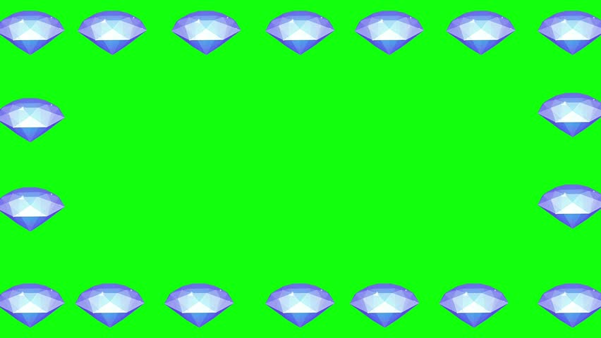 Diamonds icons frame design on green screen.
