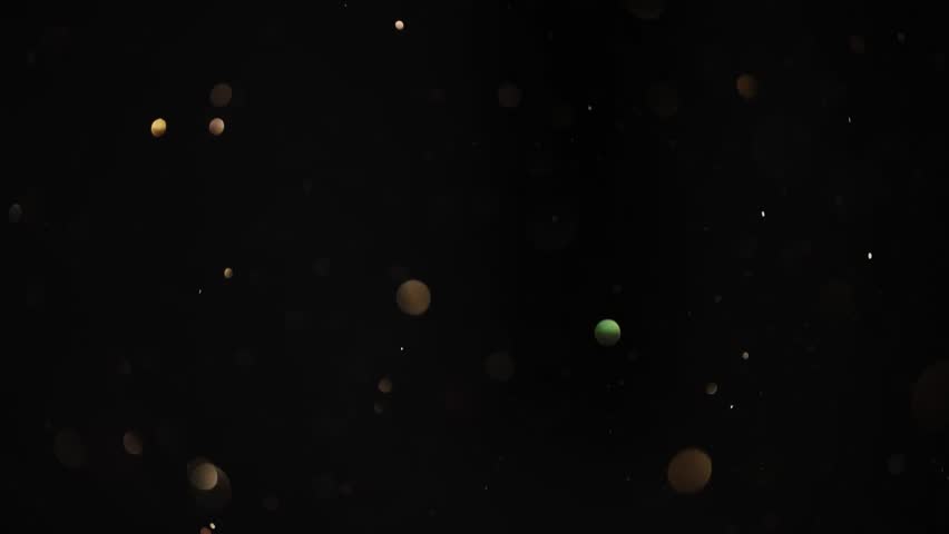 Dark Background Floating Dust Particles Glimmering Lights Tiny Specks Abstract Scene Night Sky Starry Effect Golden Hues Bokeh Illumination