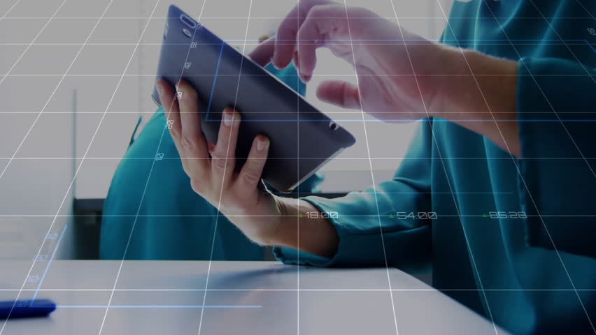 Surgeon tapping tablet, activating charts for analyzing patient data beside peer observing. Medical, technology, data, analytics, collaboration, innovation, clinical - Powered by Shutterstock - Get 15% off with code: PIKWIZARD15