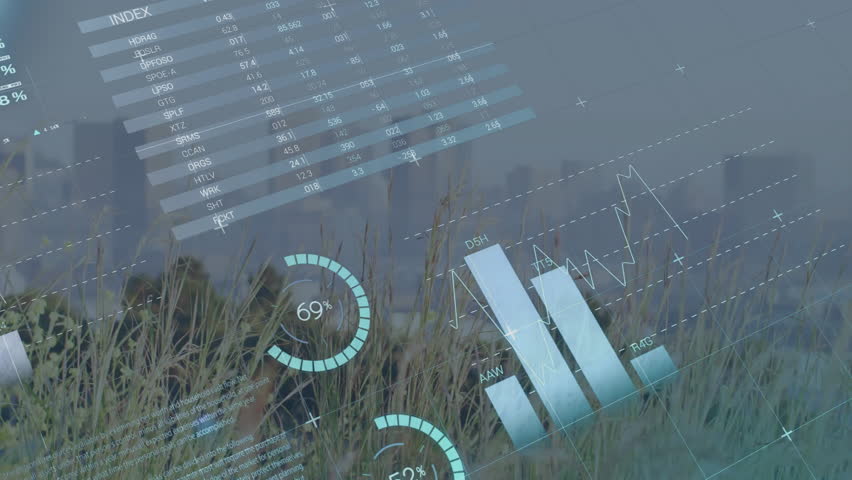 On startup, data overlays emerging over field, gauges dropping, charts sliding, visualizing data. Analytics, visualization, data, infographic, dashboard, progress, metrics - Powered by Shutterstock - Get 15% off with code: PIKWIZARD15