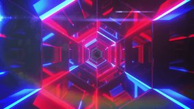On receiving signal, hexagonal neon tunnel rotating while scrolling code visualizing data flow. Cyber, futuristic, abstract, digital, neon, technology, virtual - Powered by Shutterstock - Get 15% off with code: PIKWIZARD15