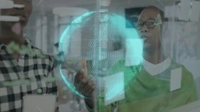 Women co-workers placing notes on glass and watching holographic globe emerging for data planning. Collaboration, innovation, technology, futuristic, teamwork, corporate, data - Powered by Shutterstock - Get 15% off with code: PIKWIZARD15