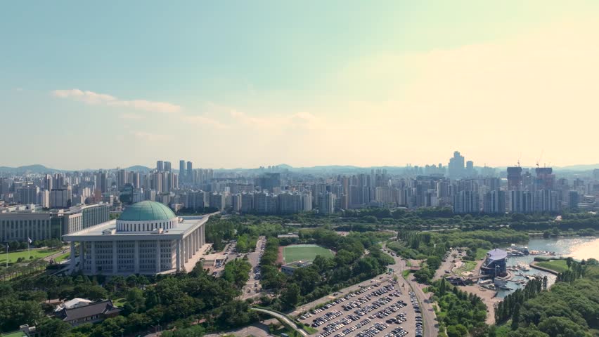 Aerial View Youido Hangang River Seoul City South Korea