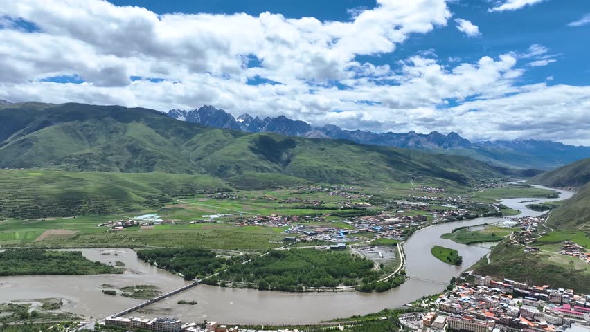 Discovering the beauty of Sichuan Ganzi countryside from above with stunning natural landscapes