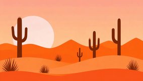 Explore a simplistic, stylized desert scene showcasing saguaro cacti silhouetted against a soft, orange sunset. Perfect for adding a warm southwestern vibe to your design projects. - Powered by Shutterstock - Get 15% off with code: PIKWIZARD15