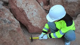 Geologist surveying mine,Explorers collect soil samples to look for minerals. - Powered by Shutterstock - Get 15% off with code: PIKWIZARD15