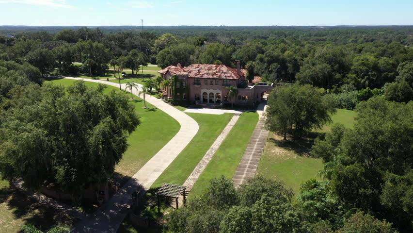 Aerial View Of Howey Mansion, Historical Landmark In Howey-in-the-Hills, Florida, United States.