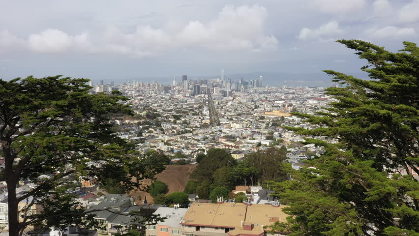 Aerial View Of San Francisco City In Daytime From Twin Peaks In California, USA.