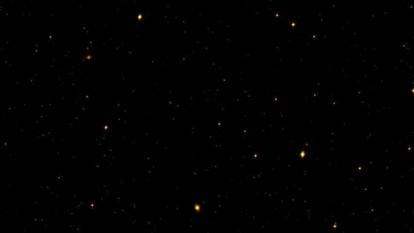 Abstract animation loop flickering glow gold stars particles flow up on black background. 4K 3D seamless looping gold bokeh particles dust fly in the air.