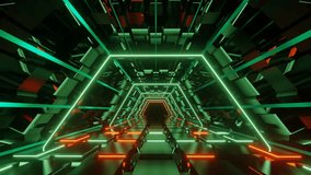 A captivating 4K sci-fi tunnel loop with glowing neon lights and metallic textures, designed as a futuristic screensaver or VJ background - Powered by Shutterstock - Get 15% off with code: PIKWIZARD15