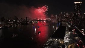Macy's 4th of July fireworks celebration over East River New York, night aerial - Powered by Shutterstock - Get 15% off with code: PIKWIZARD15