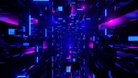 A looping abstract of a sci-fi tunnel illuminated by glowing blue and pink neon lights, often used as a screensaver or digital background - Powered by Shutterstock - Get 15% off with code: PIKWIZARD15