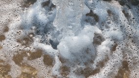 4K abstract video of water flowing rapidly with invisible bubble drops creating soft white foam patterns. The footage captures dynamic liquid movement with high detail, perfect for use in texture  - Powered by Shutterstock - Get 15% off with code: PIKWIZARD15