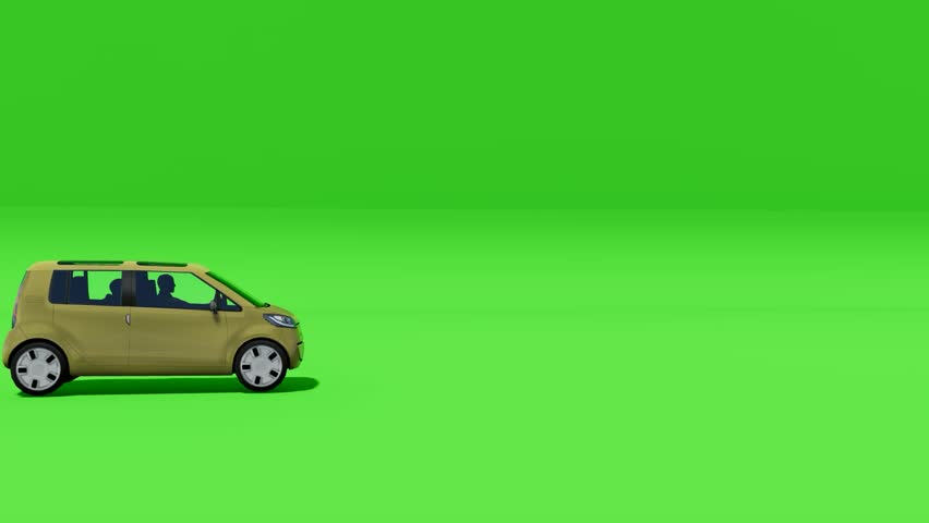 Very compact vehicle ideal for city use, on chroma green