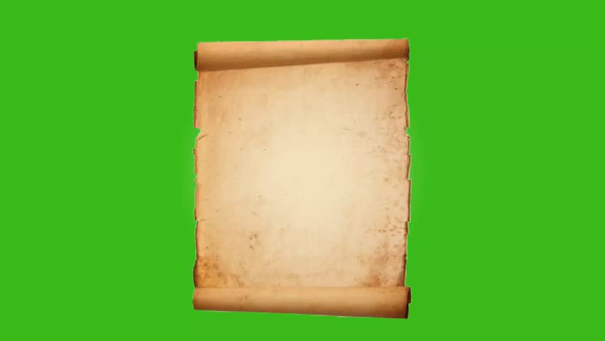 Antique parchment scroll on green screen. Perfect for historical, fantasy, or adventure projects. Add your own text or images. Easy to customize