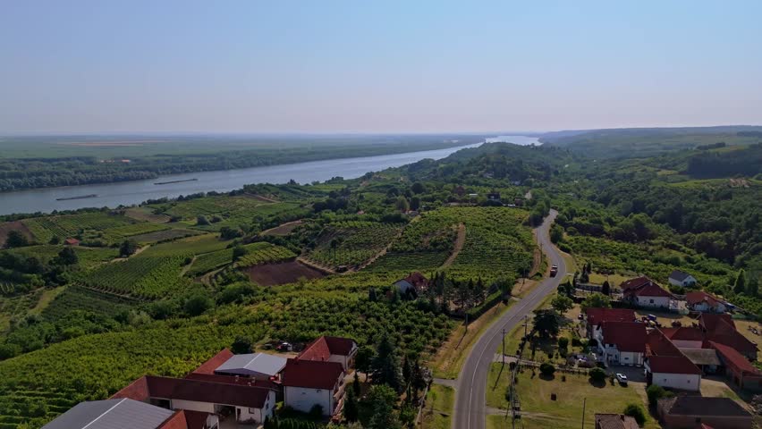 Explore breathtaking views of Smederevo Serbia with the stunning landscape of vineyards and the Danube River