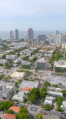 6k vertical aerial Miami Beach Florida south of 5th street