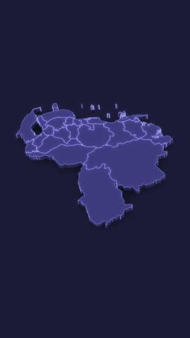 3D Animated Political Map with Venezuela Outline Highlighted.