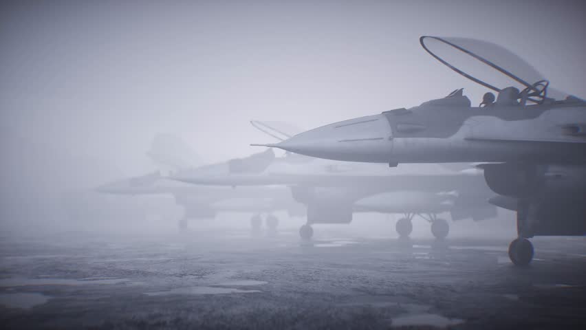 Military american base. American fighter jet.
