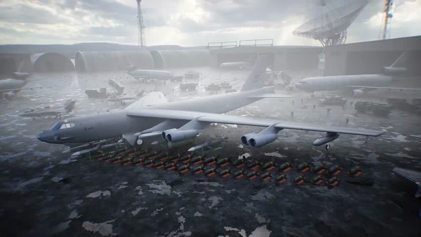 Military american base. American battle heavy bomber.