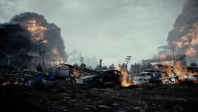 apocalyptic burning city. Armageddon. 4k animation. - Powered by Shutterstock - Get 15% off with code: PIKWIZARD15