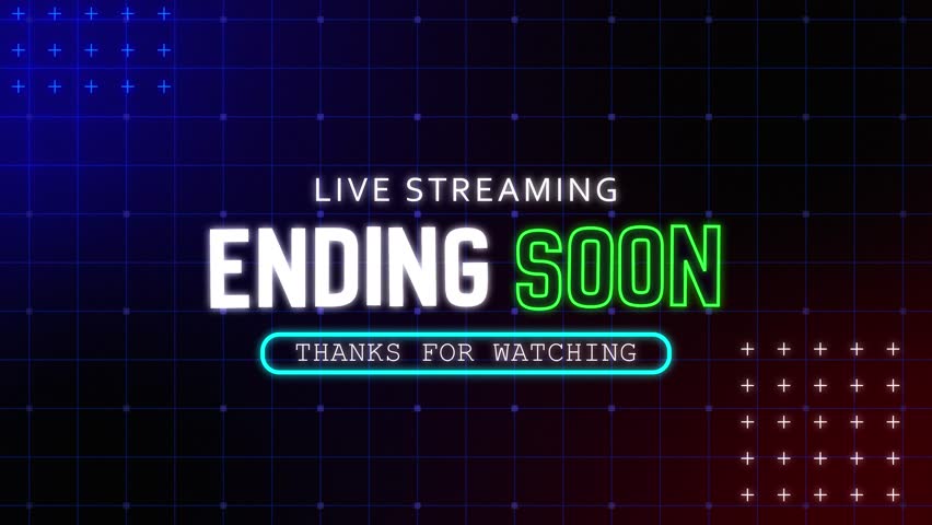 Live Stream Ending Soon Overlay, Futuristic Neon Style Outro Animation Stream Overlay
