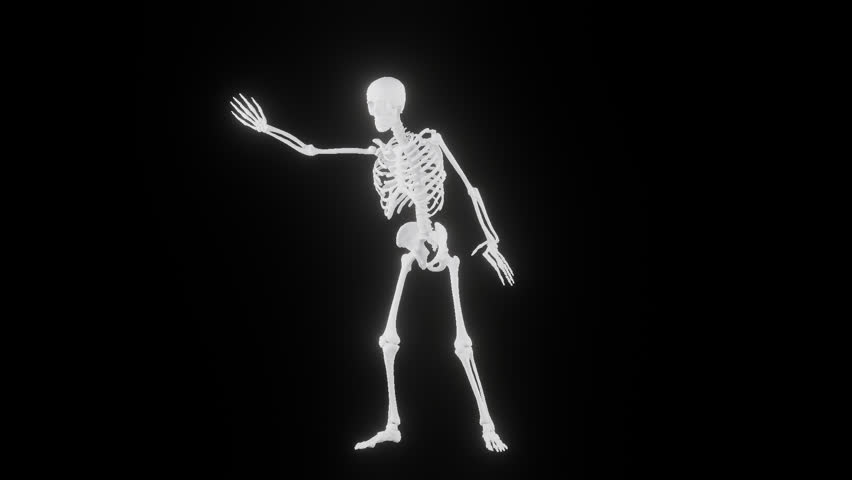 Looped animation of a skeleton on a transparent background. hip hop dance. PNG sequence