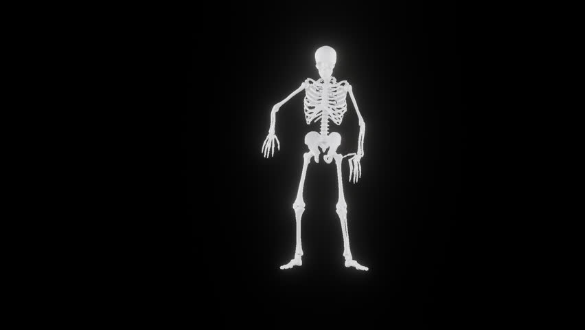 Looped animation of a skeleton on a transparent background. hip hop dance. PNG sequence