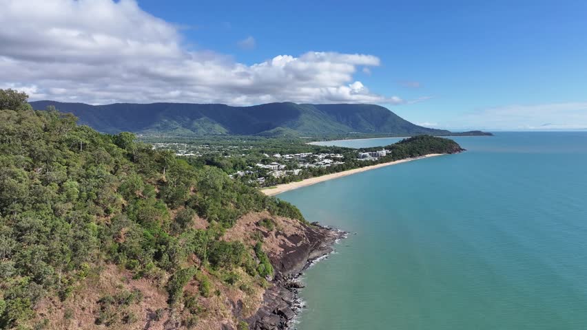 Spectacular cinematic aerial footage of Trinity Beach Cairns Queensland Australia