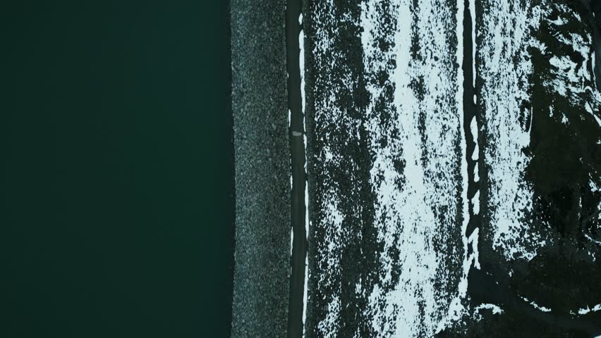 Aerial view of lake and snowy landscape, Austria.