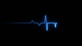 Abstract Heartbeat monitor EKG line monitor showing heart pulse .Neon sign heartbeat signal animation , Glowing blue color neon heartbeat icon. Heart bit signal animated on black background. - Powered by Shutterstock - Get 15% off with code: PIKWIZARD15