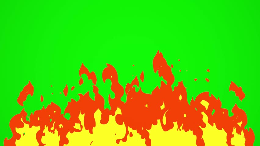 Cartoon Fire Flames Animation Loop on Green Screen – 4K Animation Video Motion Graphics Without Background