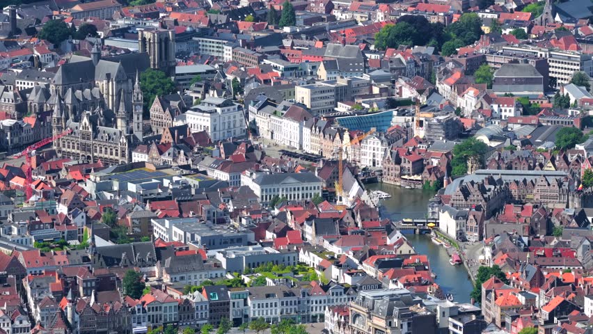 Aerial view of the City of Ghent in Belgium