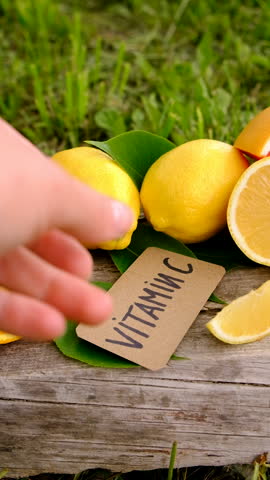 vitamin c and citrus. Selective focus.