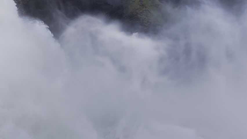 beautiful powerfull waterfall tannforsen in sweden